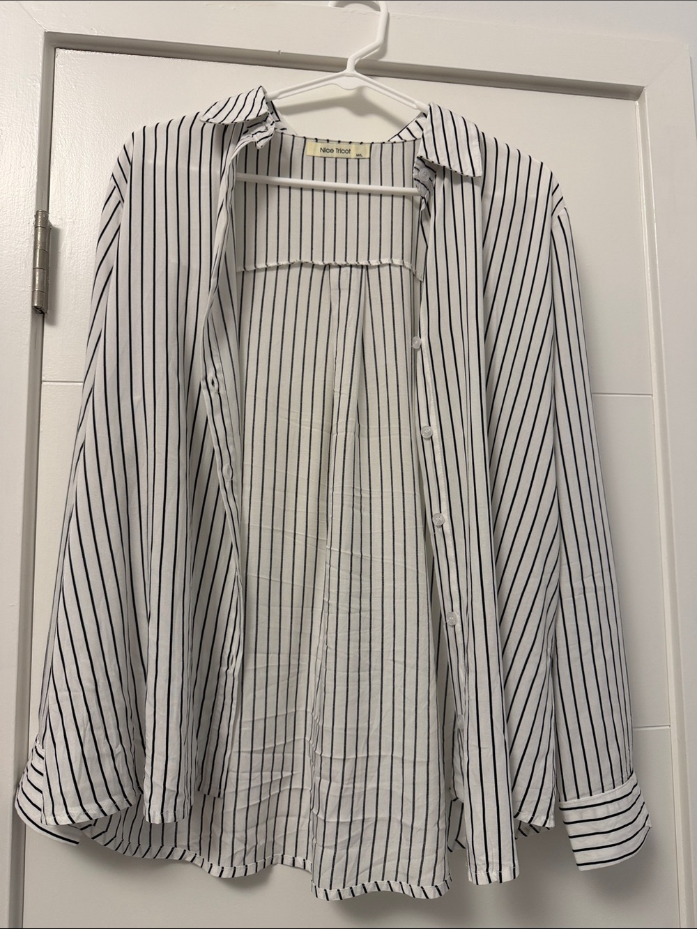 Men's White Shirt with Black Pinstripes